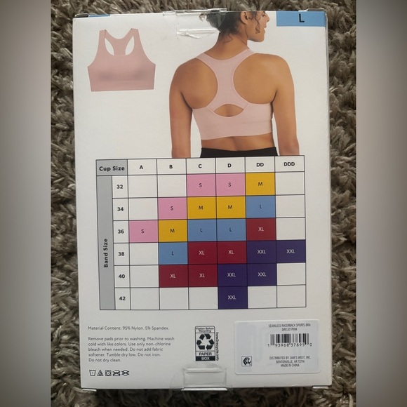 Member's Mark Light Pink Seamless Racerback Sports Bra - Picture 2 of 3